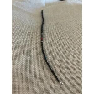 Beaded dark purple bracelet delicate lot a607 7.5 inch 925 sterling silver